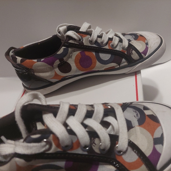 Coach Barrett Poppy sneakers brown patent trim - Picture 2 of 15